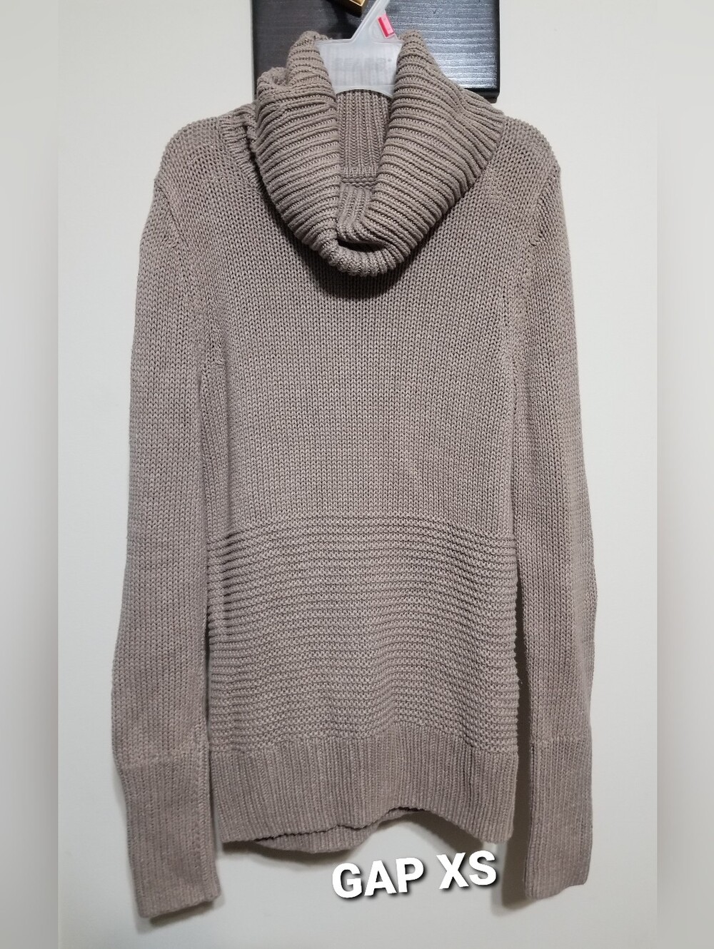 GAP Sweater Cotton Beige Size XS Casual Cowl Turtleneck Tunic Casual